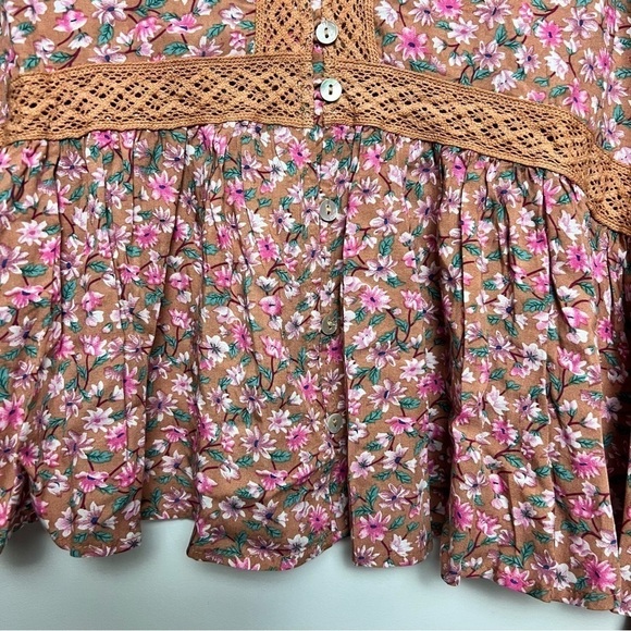 Easel Floral Lace Peasant Bohemian Spring Loose Blouse NEW M - Picture 9 of 14